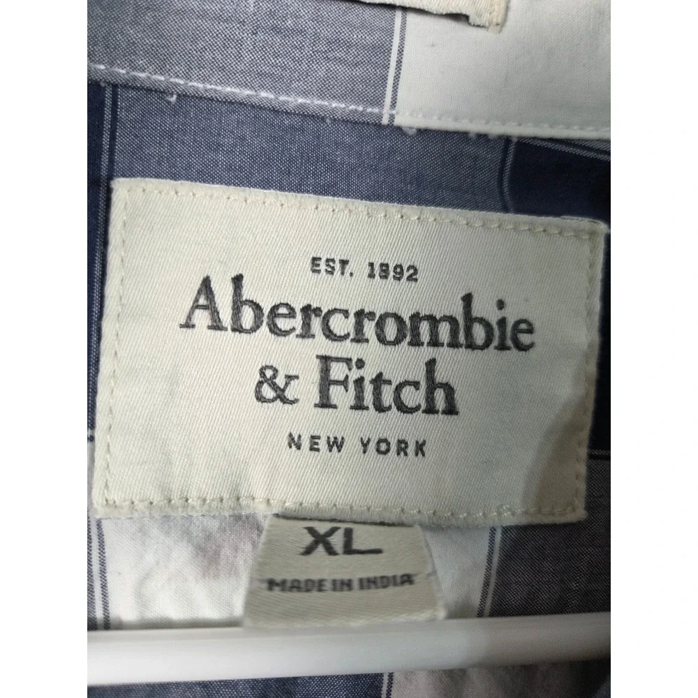 Abercrombie & Fitch Button Down Mens XL Blue White Excellent Buffalo Check Shirt